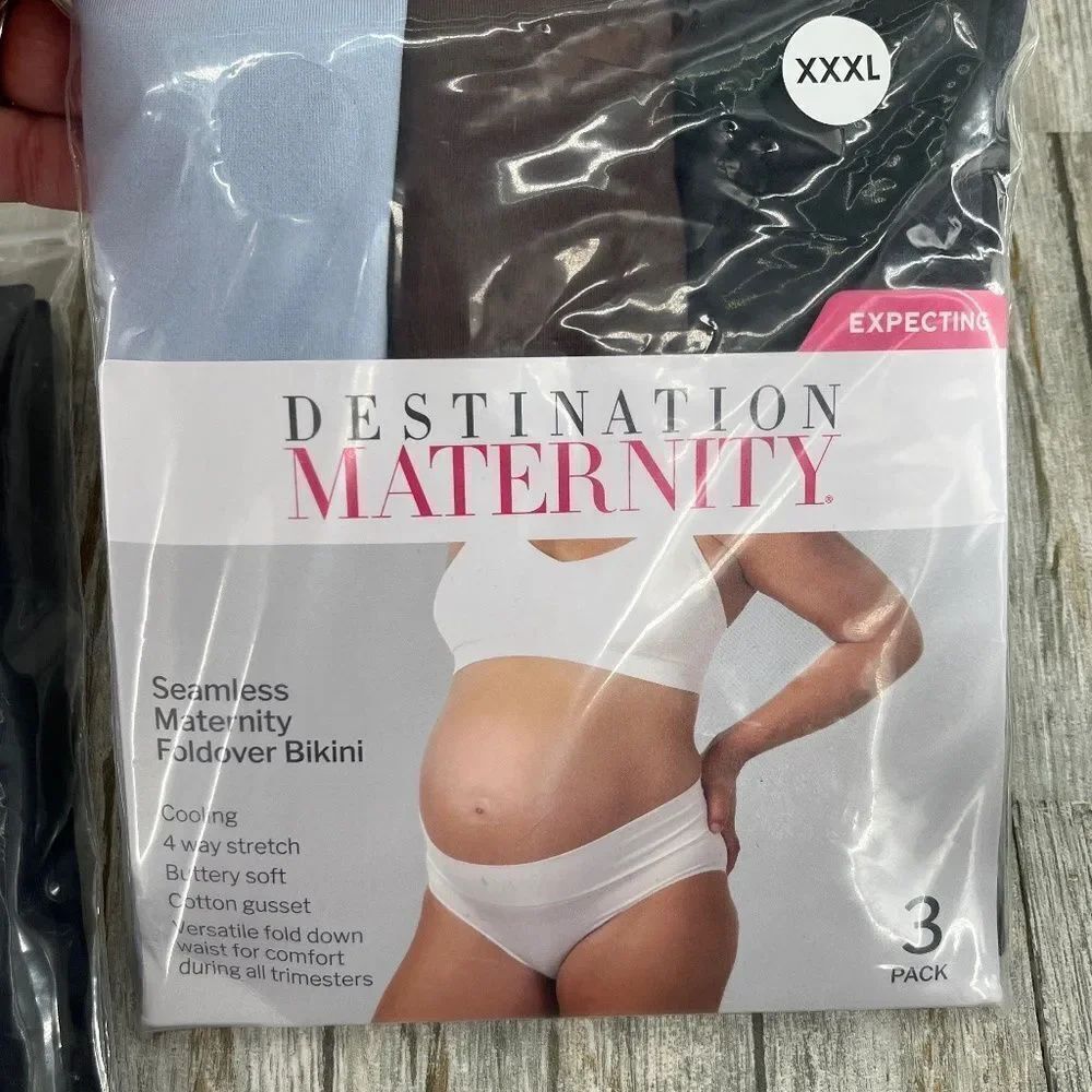 Women’s Destination Maternity Foldover Bikini Panty 2, 3-Packs Size XXXL - Picture 6 of 7